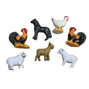 Vintage Safari Ltd Farm Animal Lot of 7 Roosters Hen Goat Ram Ewe Horse Figures
